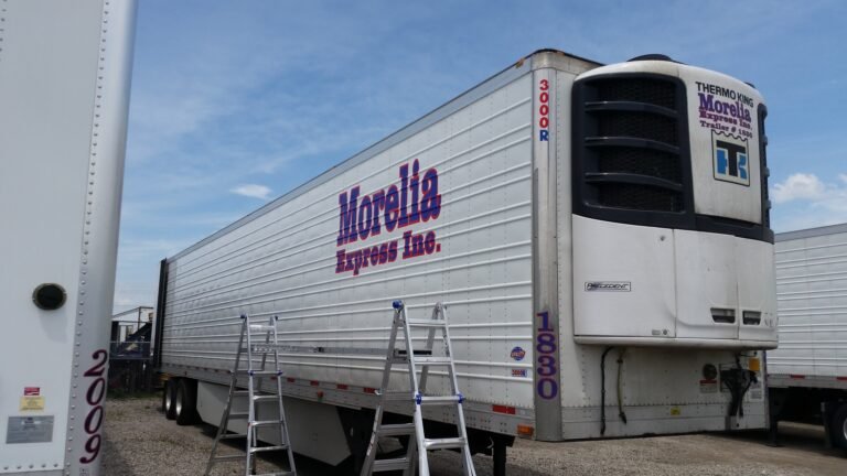 Side trailer view with Morelia Express branding Elgin, Illinois