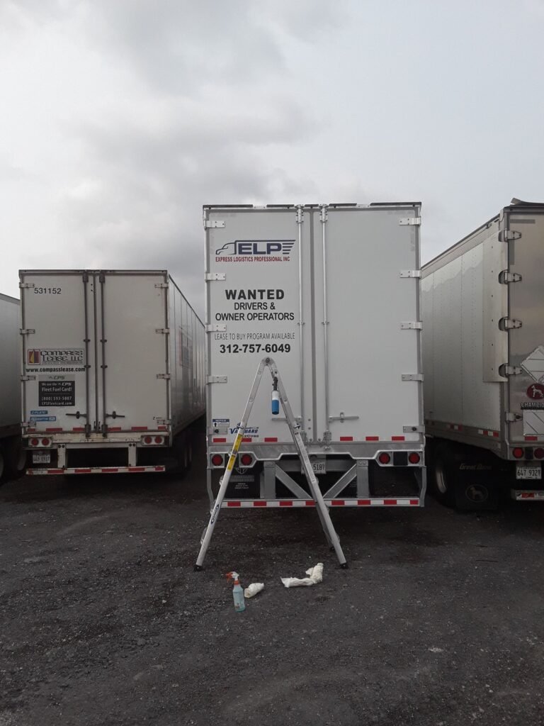Black & white logo truck ready for delivery